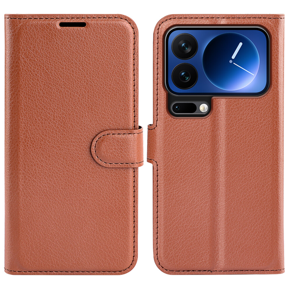 (Brown) Amorus For Xiaomi 17 Pro Wallet Case Litchi Texture Shockproof Leather Flip Stand Phone Cover Brown 6914296493887