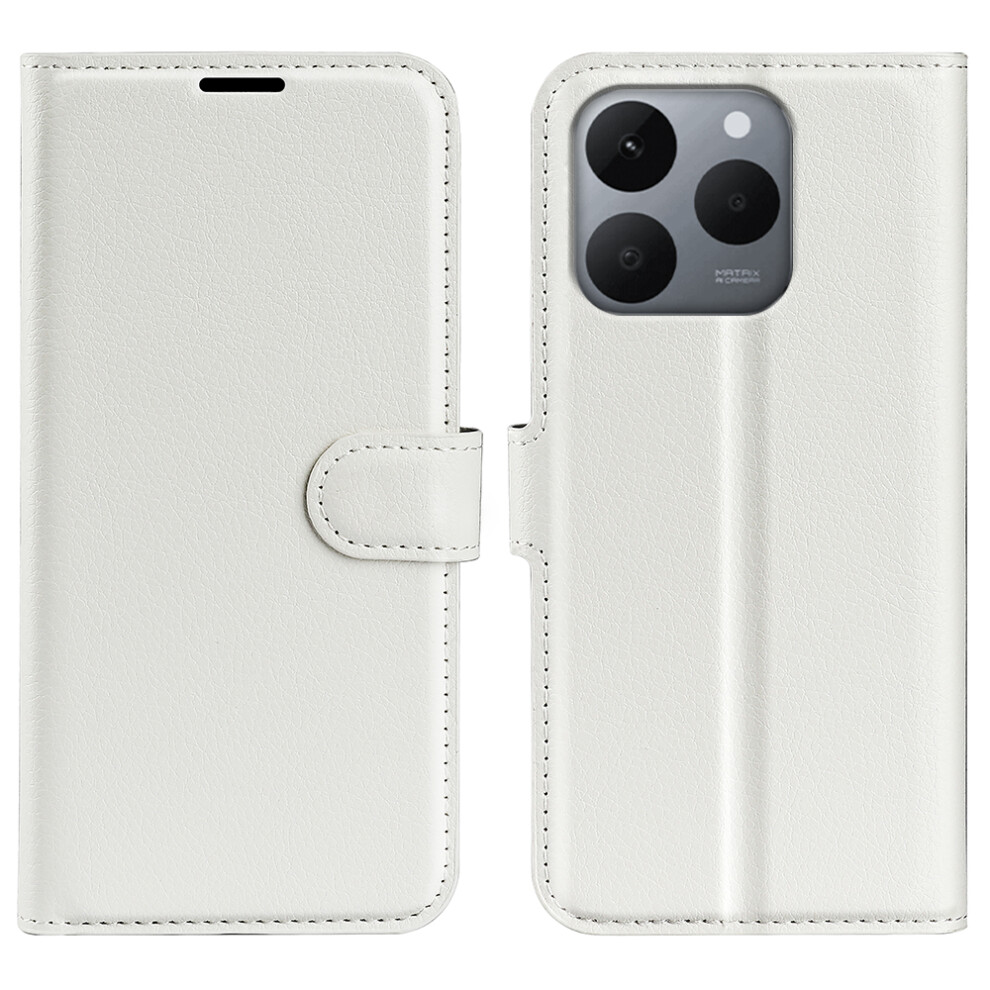(White) Amorus For Realme 15T 5G Wallet Case Litchi Texture Shockproof Leather Flip Stand Phone Cover White 6914291859053