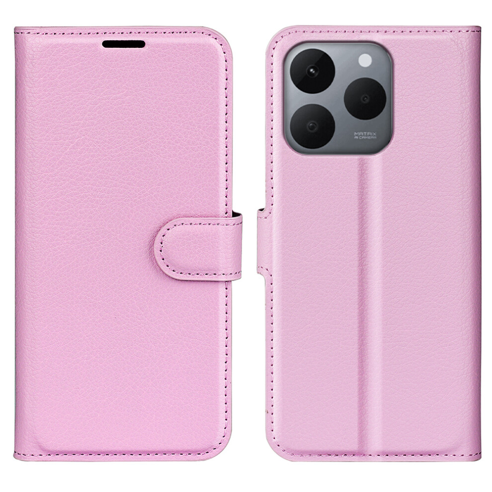 (Pink) Amorus For Realme 15T 5G Wallet Case Litchi Texture Shockproof Leather Flip Stand Phone Cover Pink 6914298271001