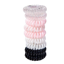 Spiral-Gummis - COSMÉ'CHIC - 9 Stück - Transparent/Rosa/Weiß/Schwarz - Spurlos - Durchmesser 5 cm