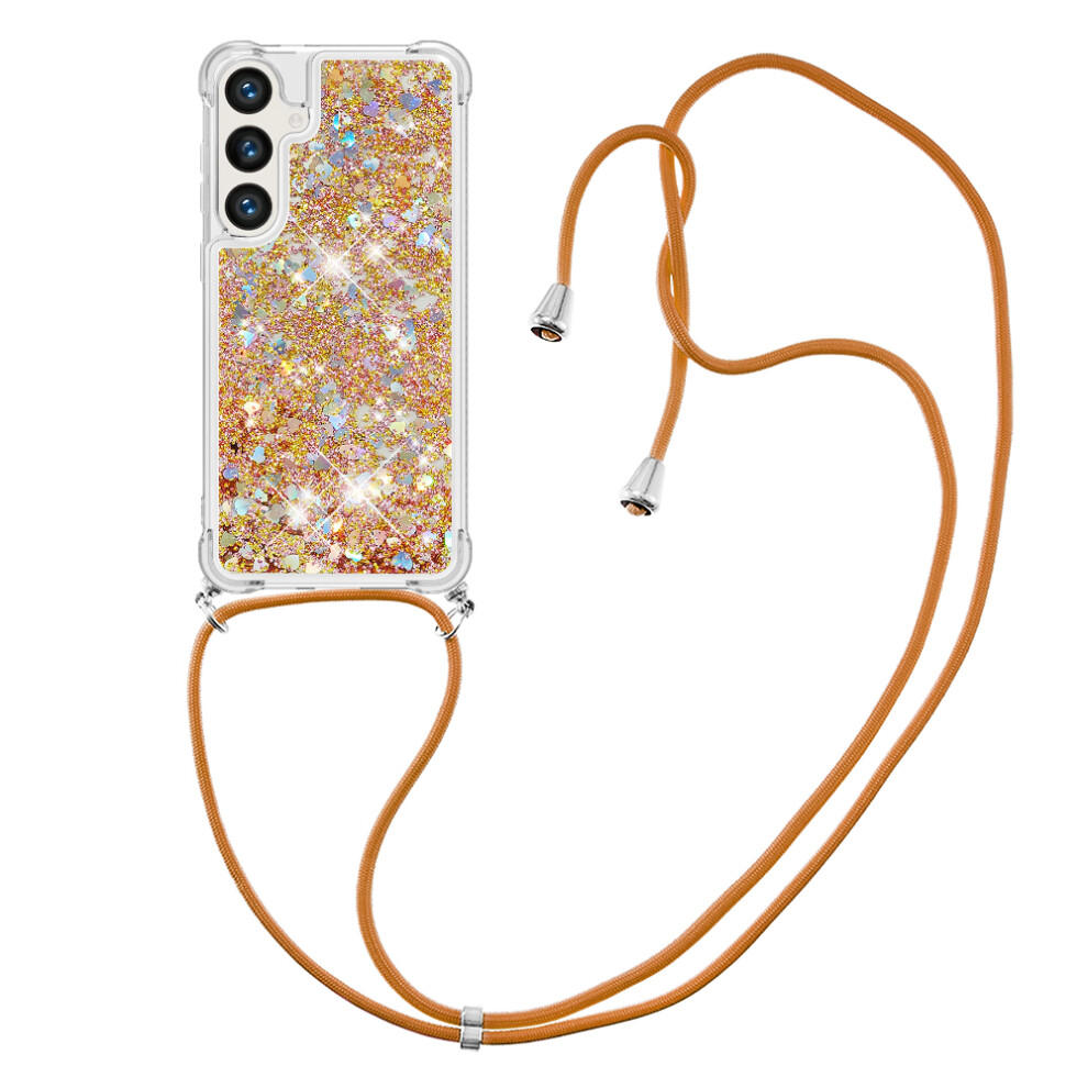 ( / Hearts) For Samsung Galaxy S26 Tpu Case Quicksand Phone Cover With Lanyard Gold 6914292663918