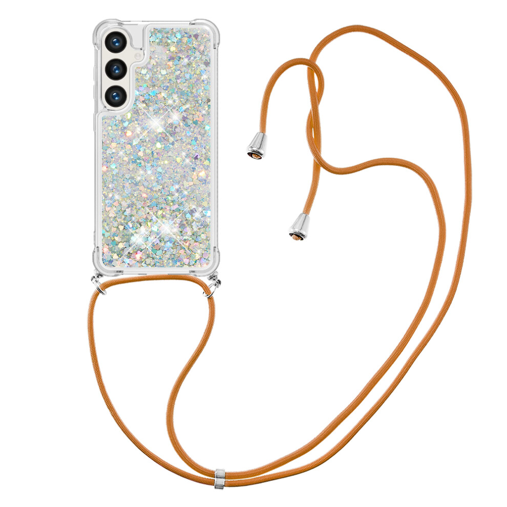 ( / Hearts) For Samsung Galaxy S26 Tpu Case Quicksand Phone Cover With Lanyard Silver 6914298760215