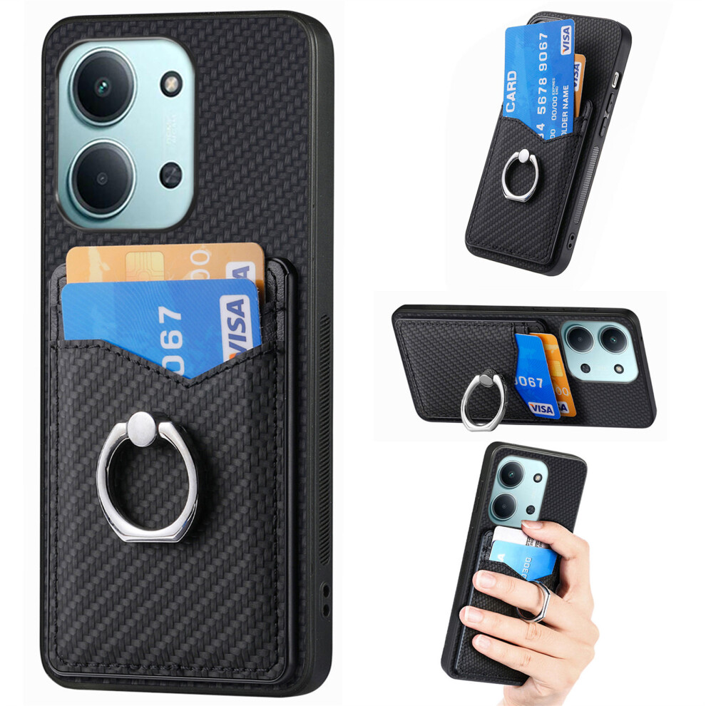 (Black) For Xiaomi Redmi 15C 5G (Eu) (173Mm) / Xiaomi Redmi 15C 4G (Eu) (173Mm) Case Card Slots Ring Holder Kickstand Phone Cove Black 6914296114430