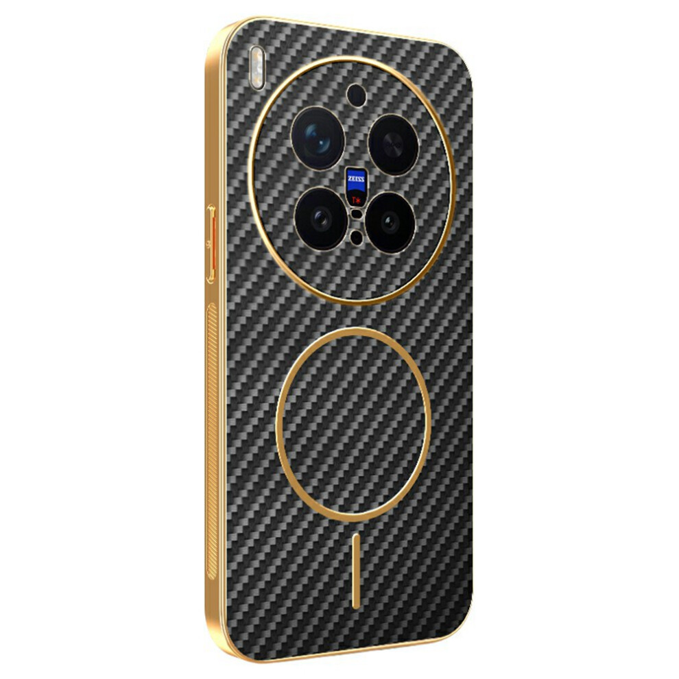 (Black) For Vivo X300 Pro 5G Case Carbon Fiber Textured Electroplated Tpu Phone Back Cover Black 6914299475828