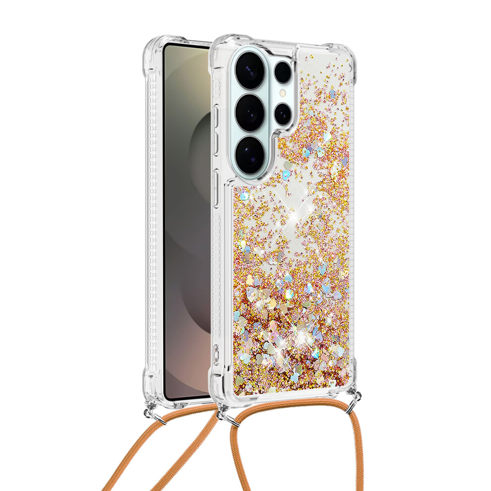 ( / Hearts) For Samsung Galaxy S26 Ultra Tpu Case Quicksand Phone Cover With Lanyard Gold 6914296808377