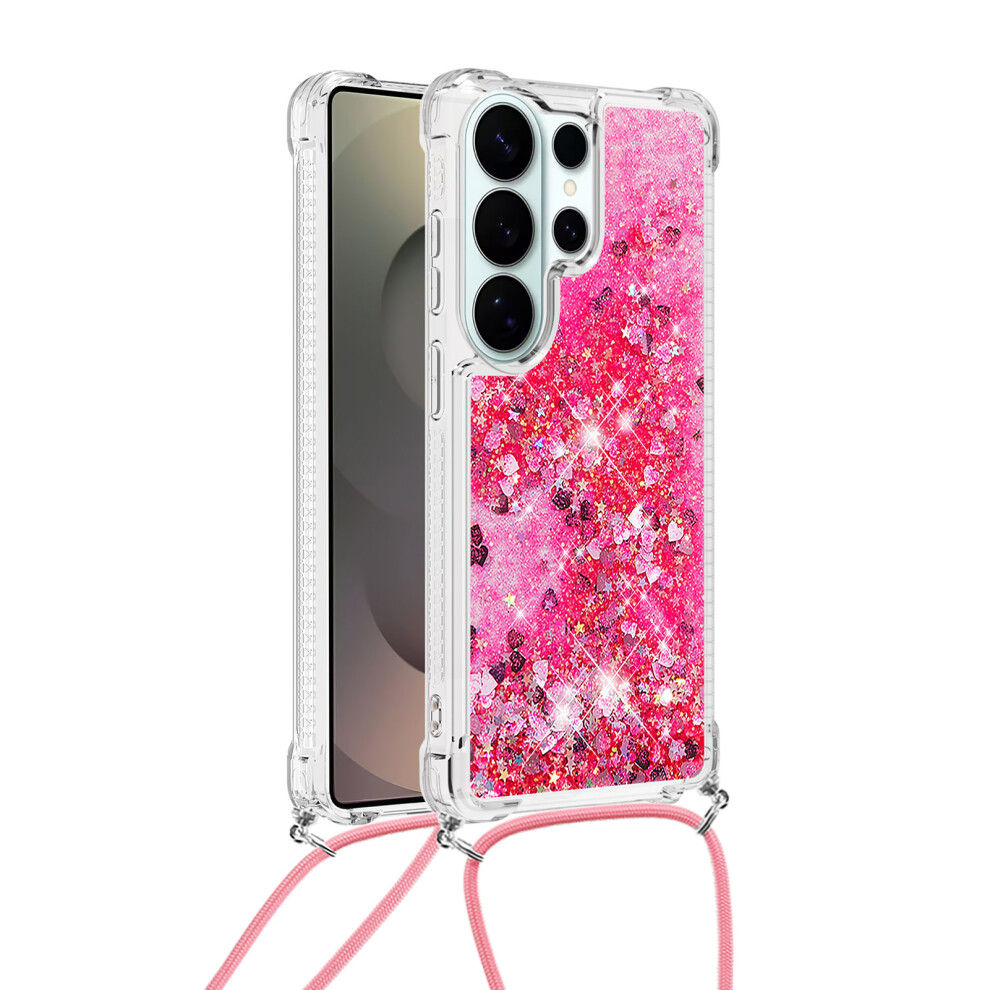 ( / Hearts) For Samsung Galaxy S26 Ultra Tpu Case Quicksand Phone Cover With Lanyard Pink 6914293829986