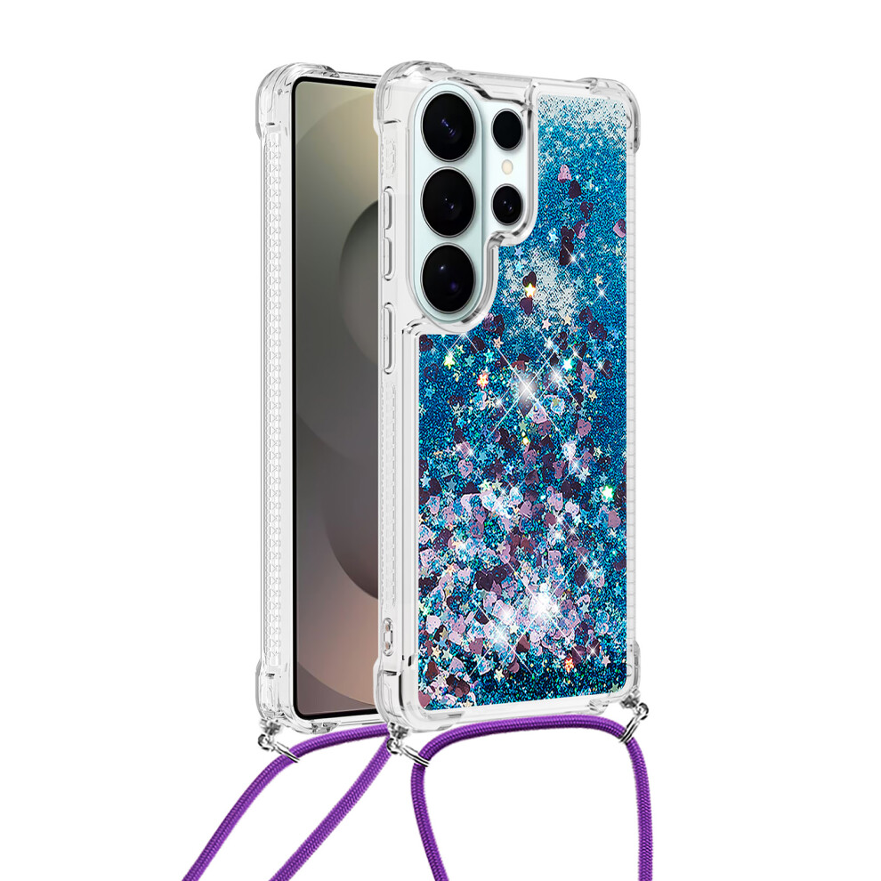 ( / Hearts) For Samsung Galaxy S26 Ultra Tpu Case Quicksand Phone Cover With Lanyard Blue 6914293366641