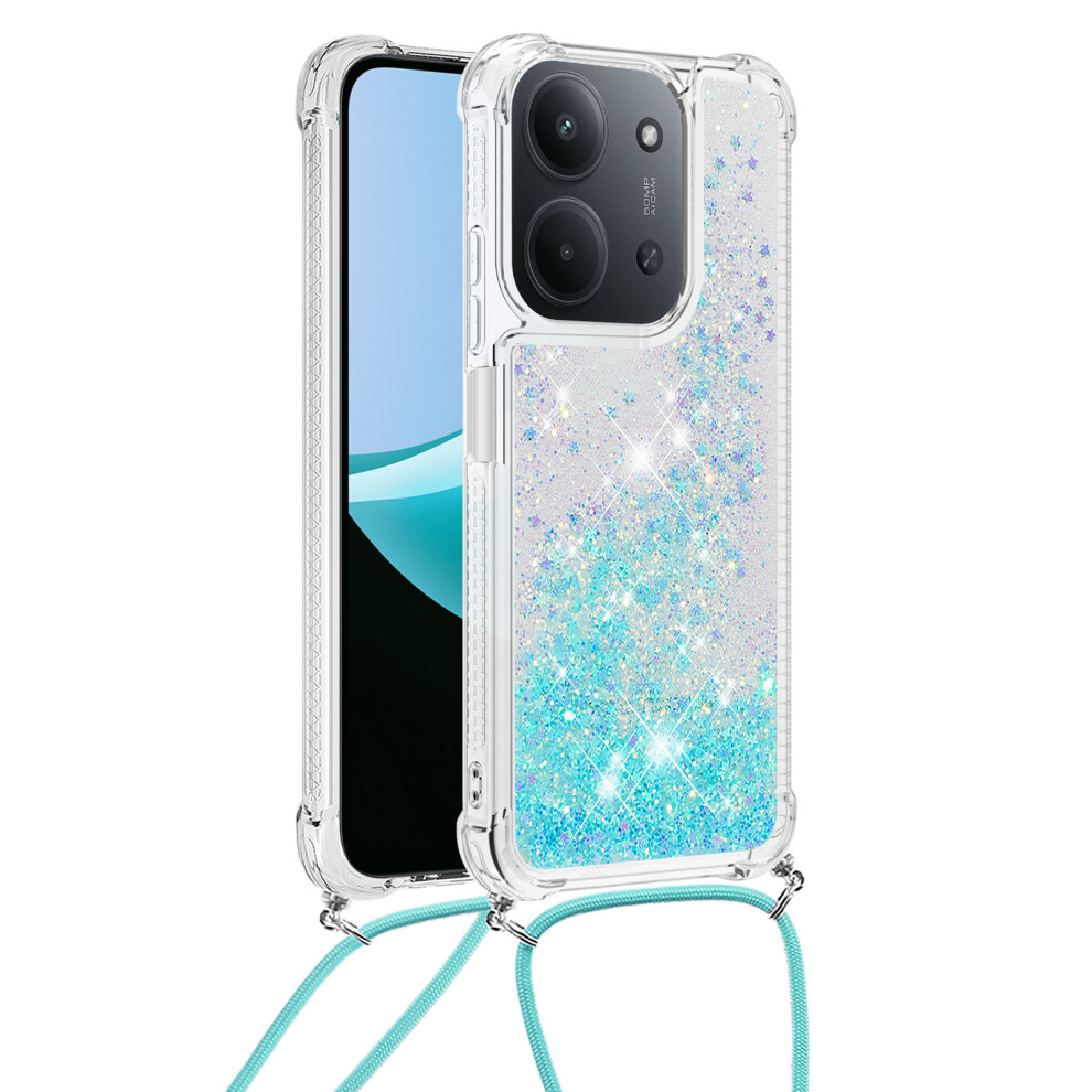 ( / Pentagram) For Xiaomi Redmi 15C 5G (Eu) (173Mm) / Xiaomi Redmi 15C 4G (Eu) (173Mm) Tpu Case Quicksand Phone Cover With Lanyard Blue 6914298211298
