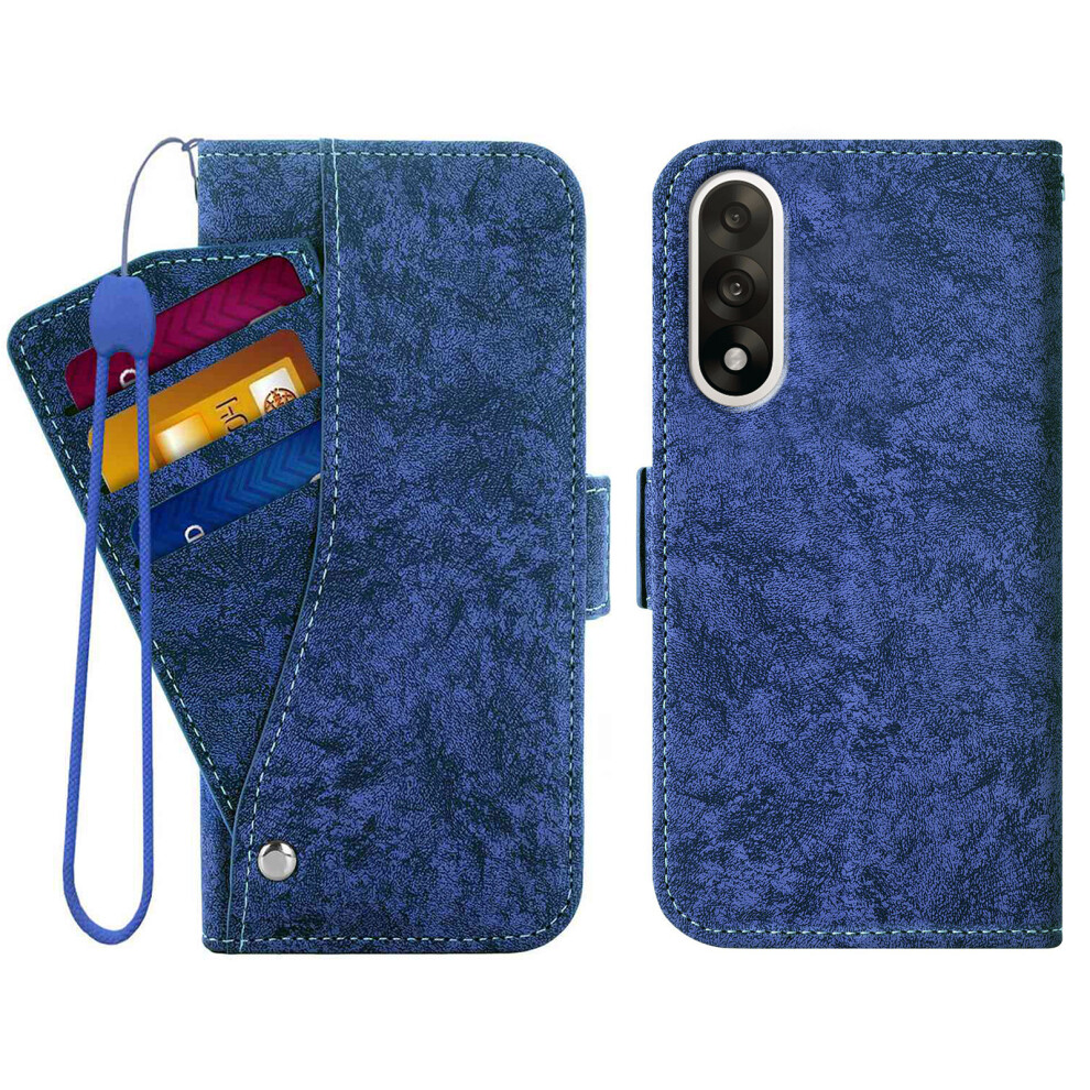 (Blue) For Oneplus Nord 5 5G / Ace 5 Ultra 5G Case Water-Ink Painting Wallet Pu Leathe Phone Cover With Rotating Card Slots Blue 6914296635584