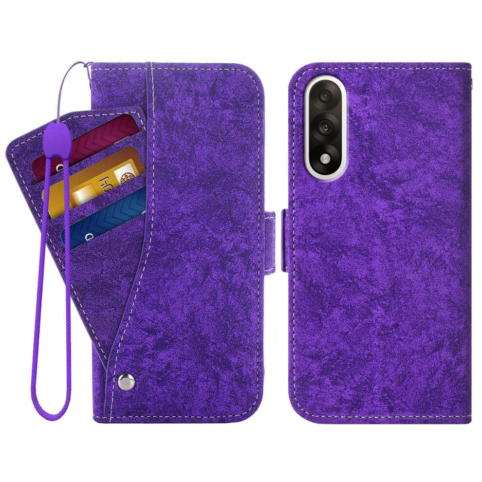 (Purple) For Oneplus Nord 5 5G / Ace 5 Ultra 5G Case Water-Ink Painting Wallet Pu Leathe Phone Cover With Rotating Card Slots Purple 6914296026016