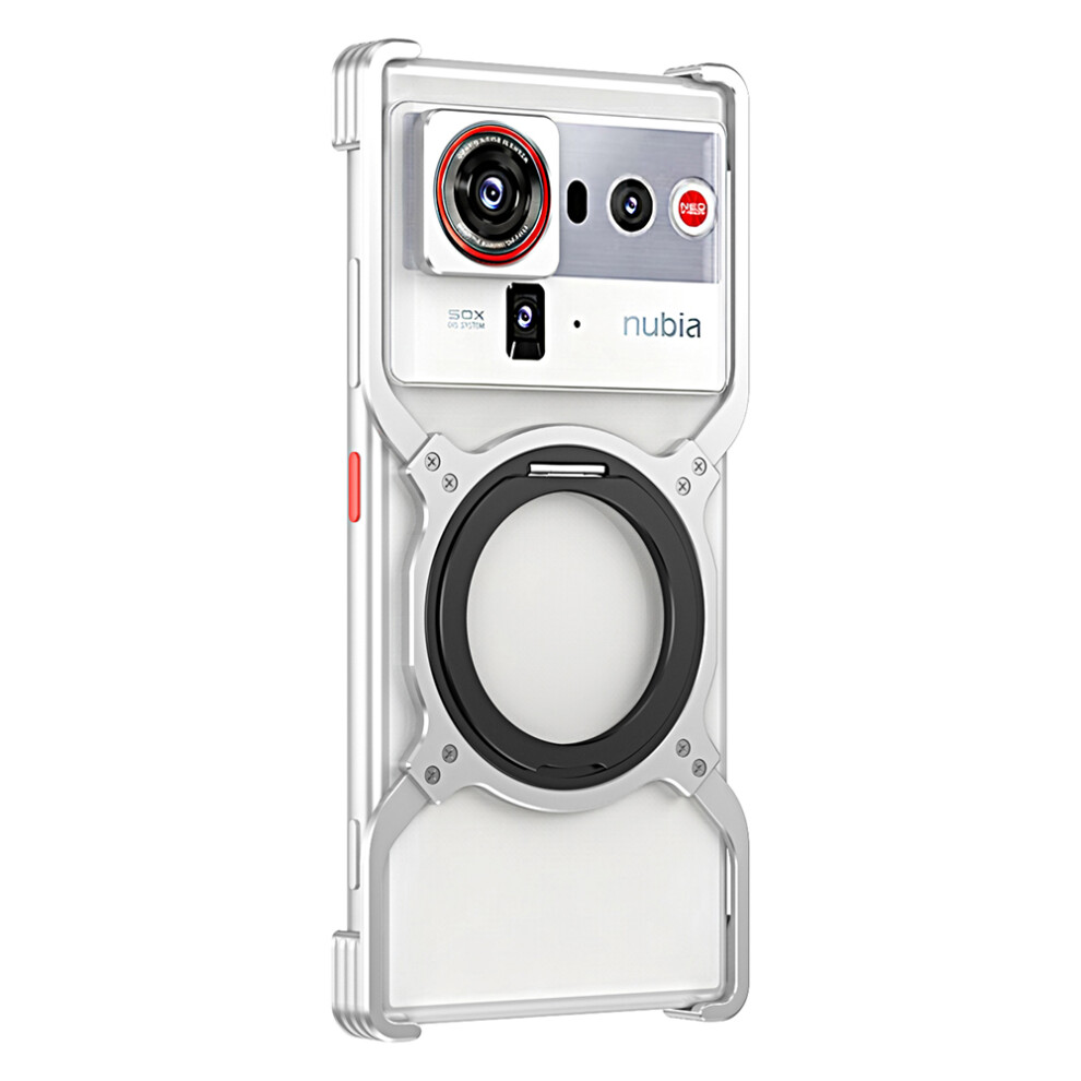 ( / ) For Zte Nubia Z80 Ultra 5G Case Kickstand Metal Bumper Magnetic Phone Cover Silver 6914293968050