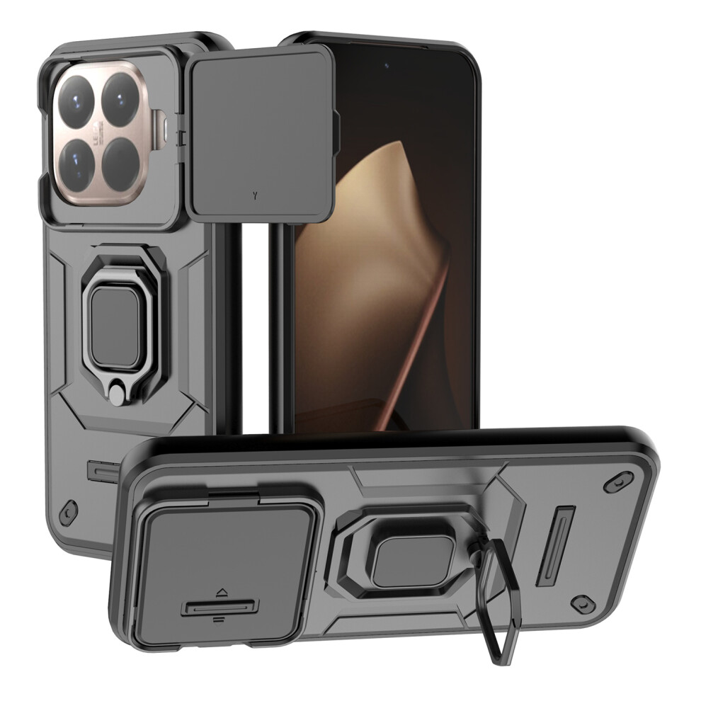(Black) For Xiaomi 15T Pro Case Pc + Tpu Kickstand Phone Protector With Lens Cover Black 6914290354146