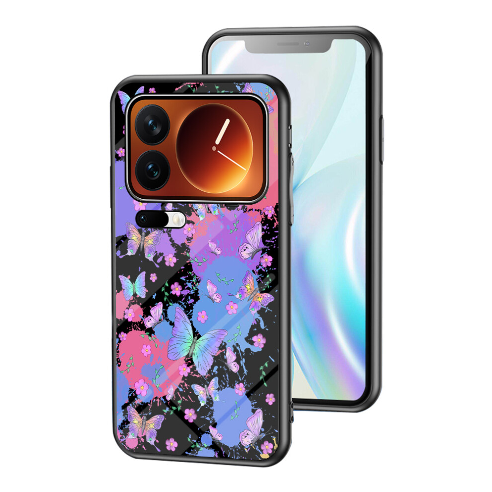 (Brilliant Butterfly) For Xiaomi 17 Pro Case Butterfly Pattern Tpu + Tempered Glass Protective Phone Cover 6914297125695
