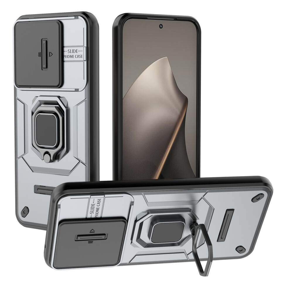 (Grey) For Xiaomi 15T Case Pc + Tpu Kickstand Phone Protector With Lens Cover Grey 6914297303710
