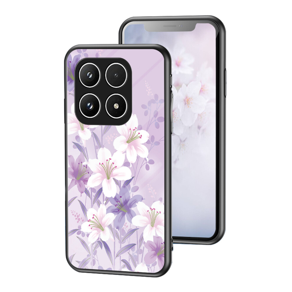 ( Magnolia) Phone Case For Xiaomi 17 Floral Pattern Tpu + Tempered Glass Protective Cover Purple 6914298348000