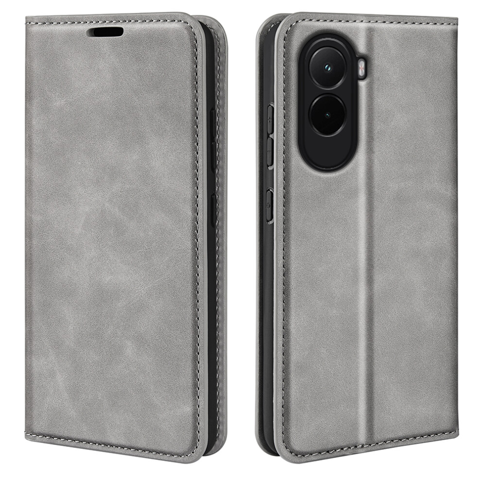 (Grey) For Xiaomi Poco M7 4G (Eu) (171Mm) Case Skin Touch Leather Wallet Phone Cover Grey 6914294314429