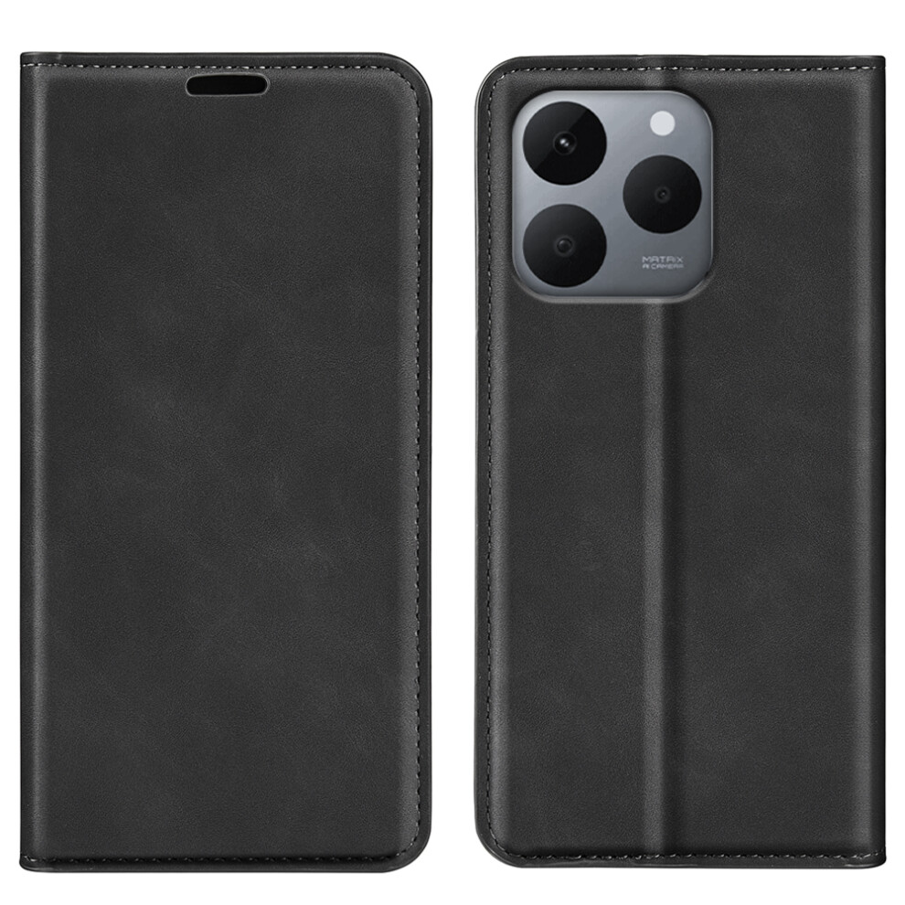 (Black) For Realme 15T 5G Case Skin Touch Leather Wallet Phone Cover Black 6914292623790