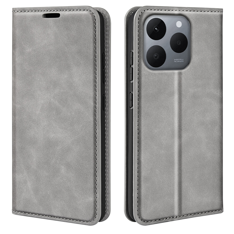 (Grey) For Realme 15T 5G Case Skin Touch Leather Wallet Phone Cover Grey 6914291880101