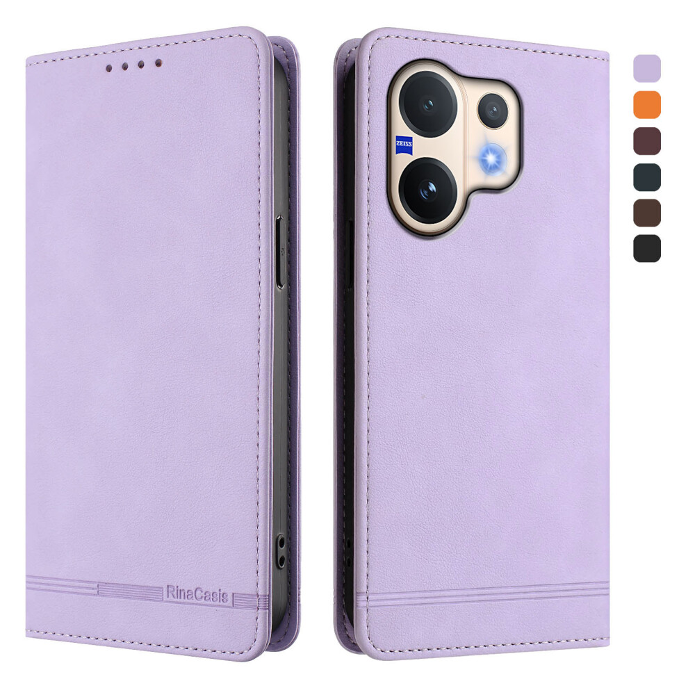 (Light ) For Vivo V60 5G Case Rinacasis Rc23 Rfid Blocking Wallet Stand Pu Leather Phone Cover Purple 6914295001762