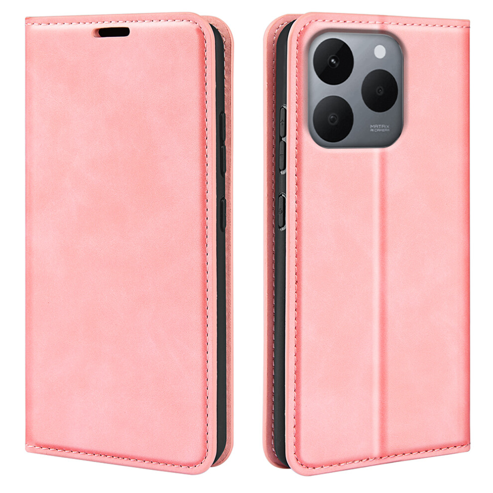 (Pink) For Realme 15T 5G Case Skin Touch Leather Wallet Phone Cover Pink 6914295468152