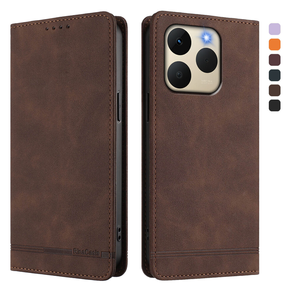 (Brown) For Realme 15T 5G Case Rinacasis Rc23 Rfid Blocking Wallet Stand Pu Leather Phone Cover Brown 6914293401816