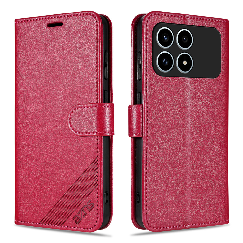 (Red) Azns Phone Case For Xiaomi Mi K90 5G / Poco F8 Pro Anti-Scratch Pu Leather Stand Wallet Cover Red 6914298005927