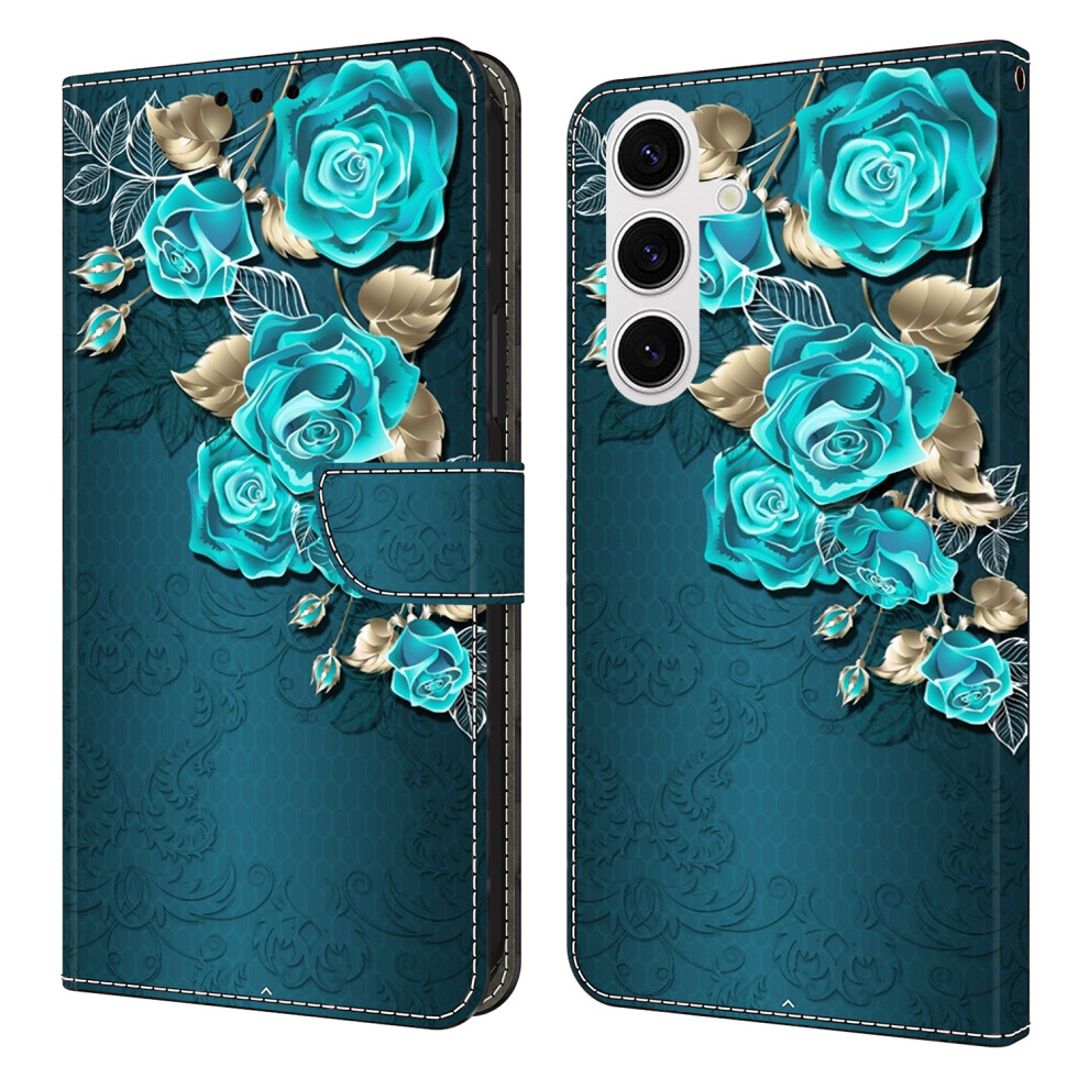 ( Rose) For Samsung Galaxy S26 Case Magnetic Clasp 3D Pattern Leather Wallet Phone Cover Blue 6914296114485