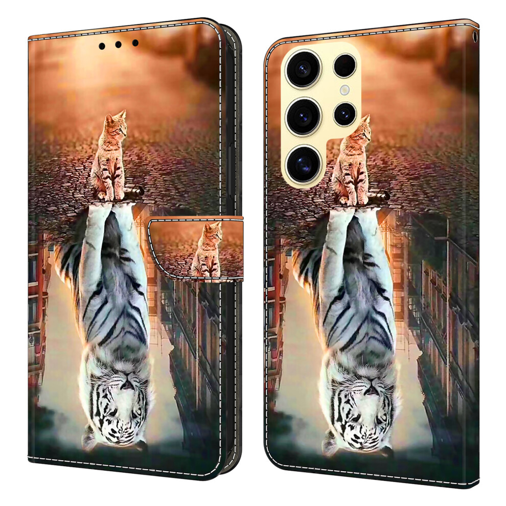 (Cat And Tiger) For Samsung Galaxy S26 Ultra Case Magnetic Clasp 3D Pattern Leather Wallet Phone Cover 6914299141723