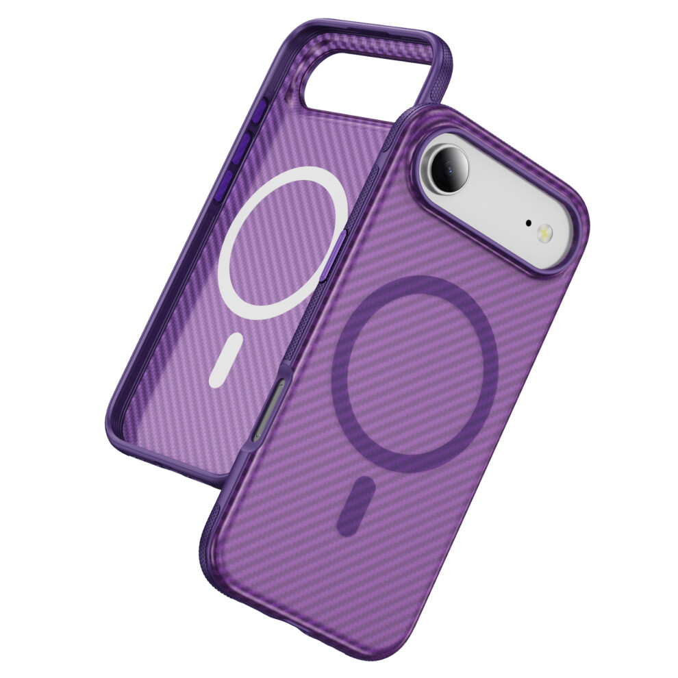 (Bright +Purple) For Iphone Air Skin-Touch Case Carbon Fiber Texture Pc + Tpu Back Cover Compatible With Magsafe Purple 6914291949952
