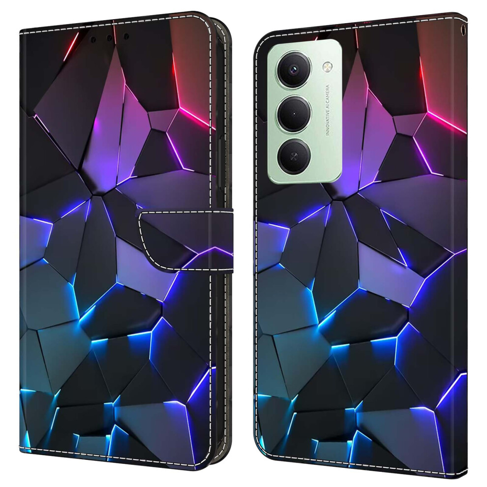 ( Cracks) For Xiaomi Redmi 15 5G (Global) (169Mm) Case With Card Slot Pattern Printed Tpu + Pu Leather Flip Phone Cover Blue 6914297546087