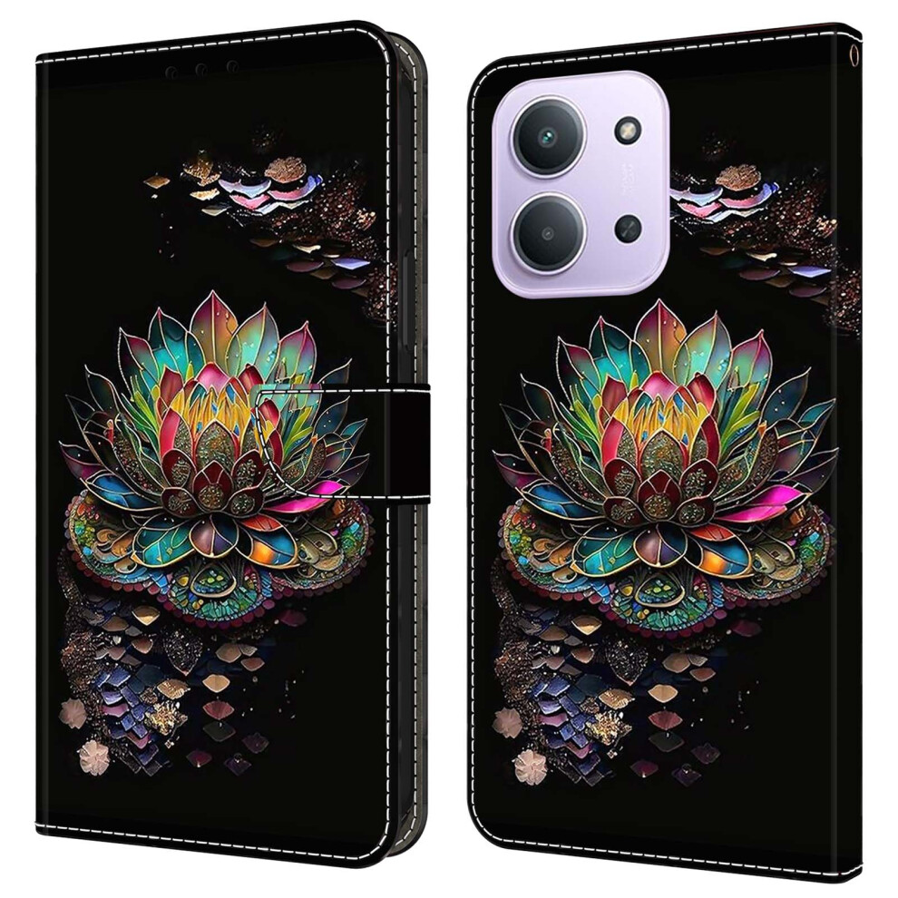 (Lotus) For Xiaomi Redmi 15C 4G (Global) (171Mm) / Poco C85 4G (171Mm) Case With Card Slot Pattern Printed Tpu + Pu Leather Fl 6914292717796