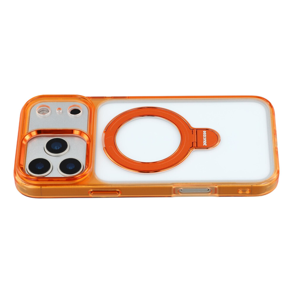 (Transparent ) Jaucase For Iphone 17 Pro Case Rotating Kickstand Tpu + Pc Shockproof Phone Cover Orange 6914298294659