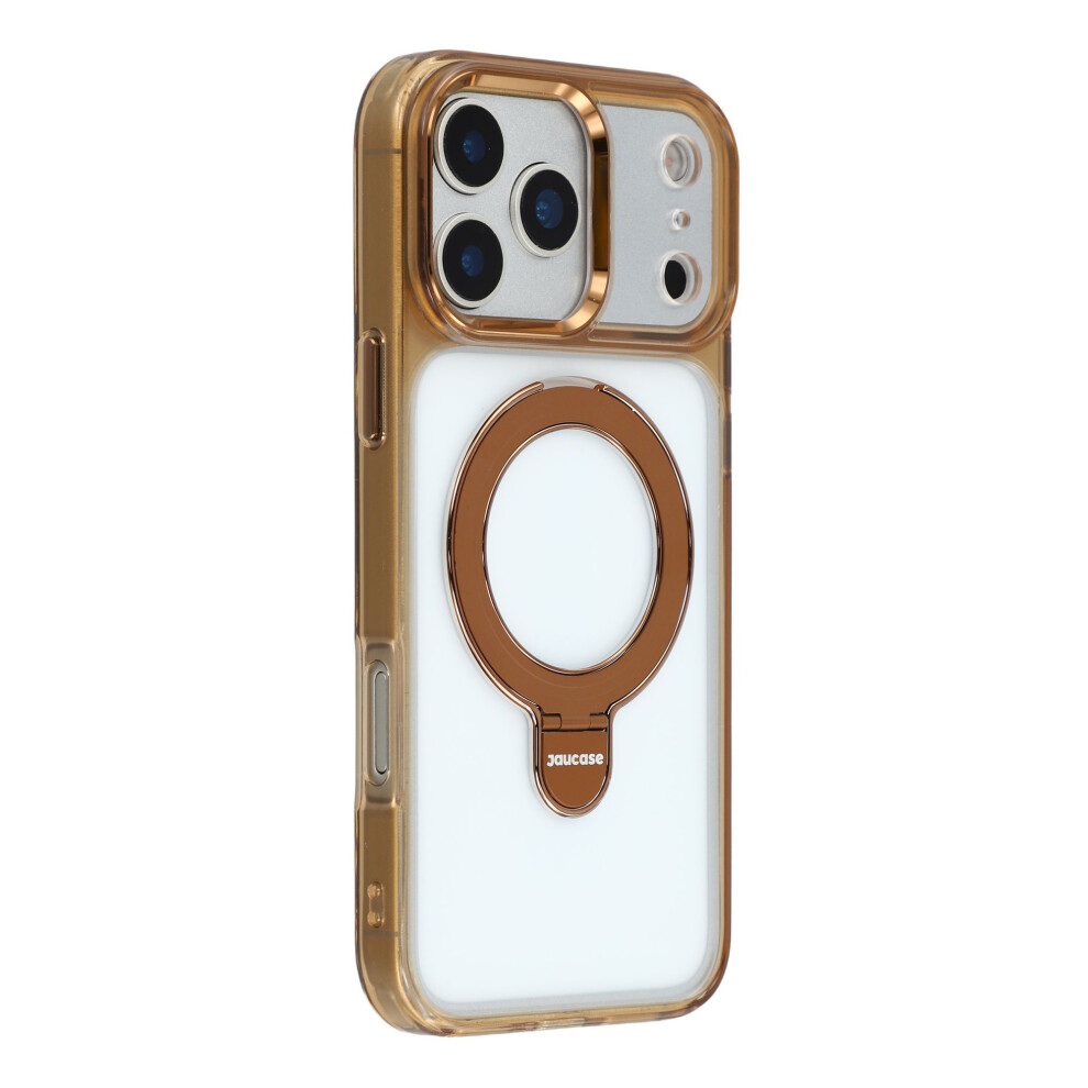 (Transparent ) Jaucase For Iphone 17 Pro Case Rotating Kickstand Tpu + Pc Shockproof Phone Cover Gold 6914293292353