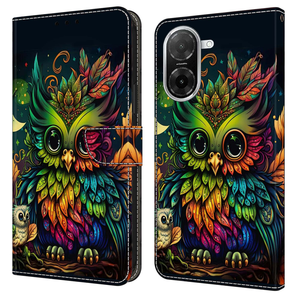 (Colorful Owl) For Xiaomi Redmi A5 4G (171.7Mm) / Poco C71 4G Case With Card Slot Pattern Printed Tpu + Pu Leather Flip Phone Cover 6914298179192