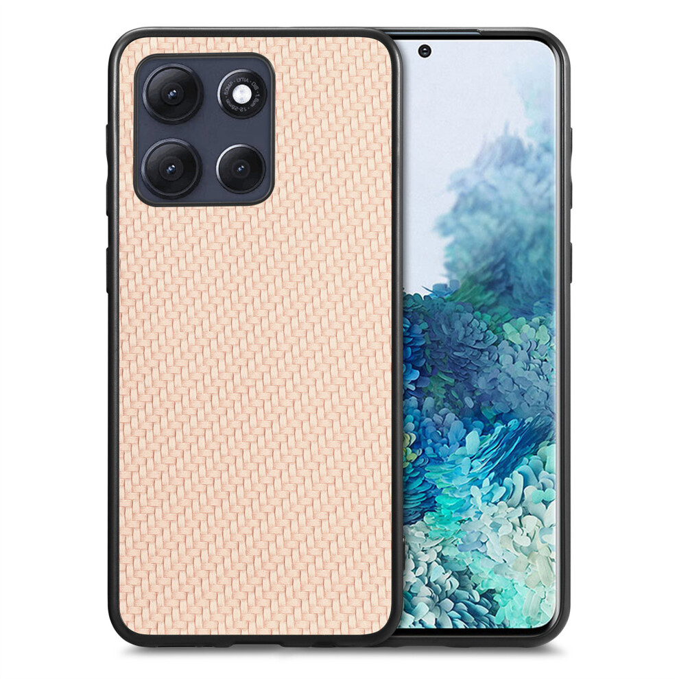 (Apricot) For Motorola Moto G86 5G Case Carbon Fiber Texture Pu Leather + Pc + Tpu Phone Cover 6914296151299