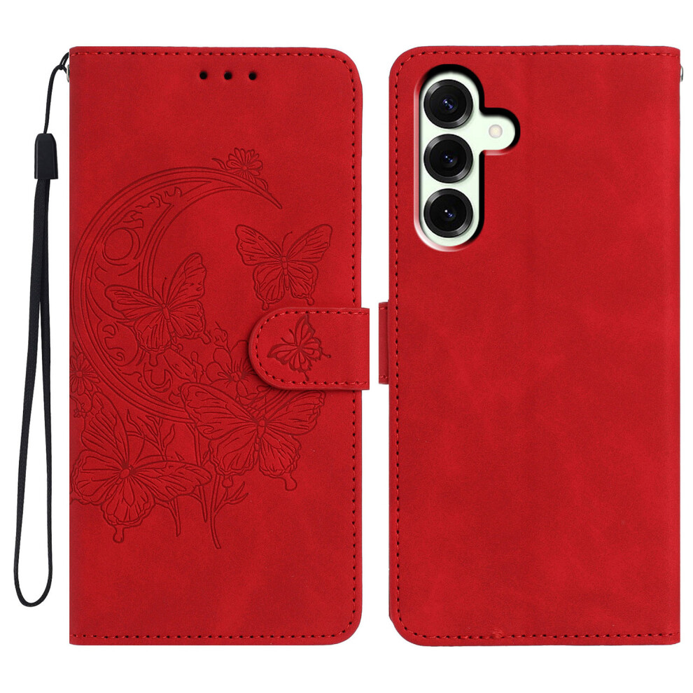 (Red) For Samsung Galaxy A27 Case Butterfly Flower Imprinted Pu Leather Wallet Stand Phone Cover Red 6914296179200