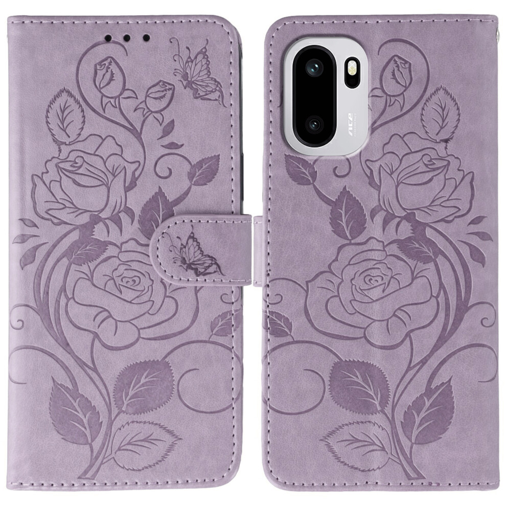 (Purple) For Oneplus 15R 5G / Ace 6T 5G / Ace 6 5G Case Wallet Stand Imprinted Rose Butterfly Pu Leather Phone Cover Purple 6914298899441