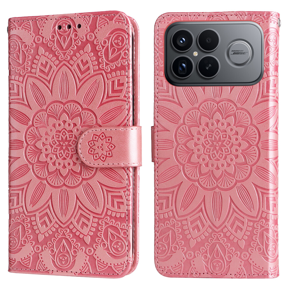 (Pink) For Xiaomi Redmi K90 Pro Max 5G / Poco F8 Ultra Case Sunflower Imprint Leather Wallet Phone Cover Pink 6914290115426