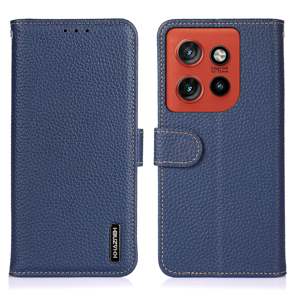 (Blue) Khazneh Wallet Case For Motorola Edge 60 Neo 5G / Edge 50 Neo 5G / Moto S50 5G / Thinkphone 25 5G Genuine Cow Leather Fl Blue 6914298888117