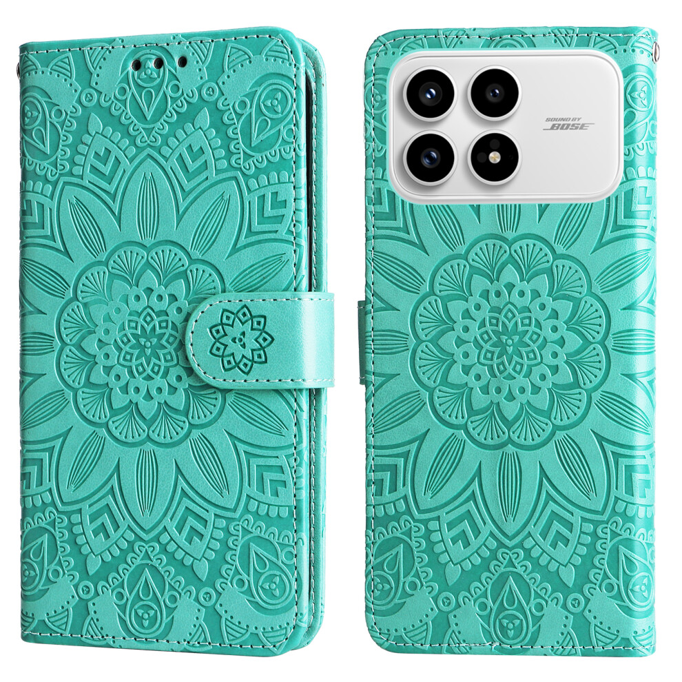 (Green) For Xiaomi Redmi K90 5G / Poco F8 Pro Case Sunflower Imprint Leather Wallet Phone Cover Green 6914293677006