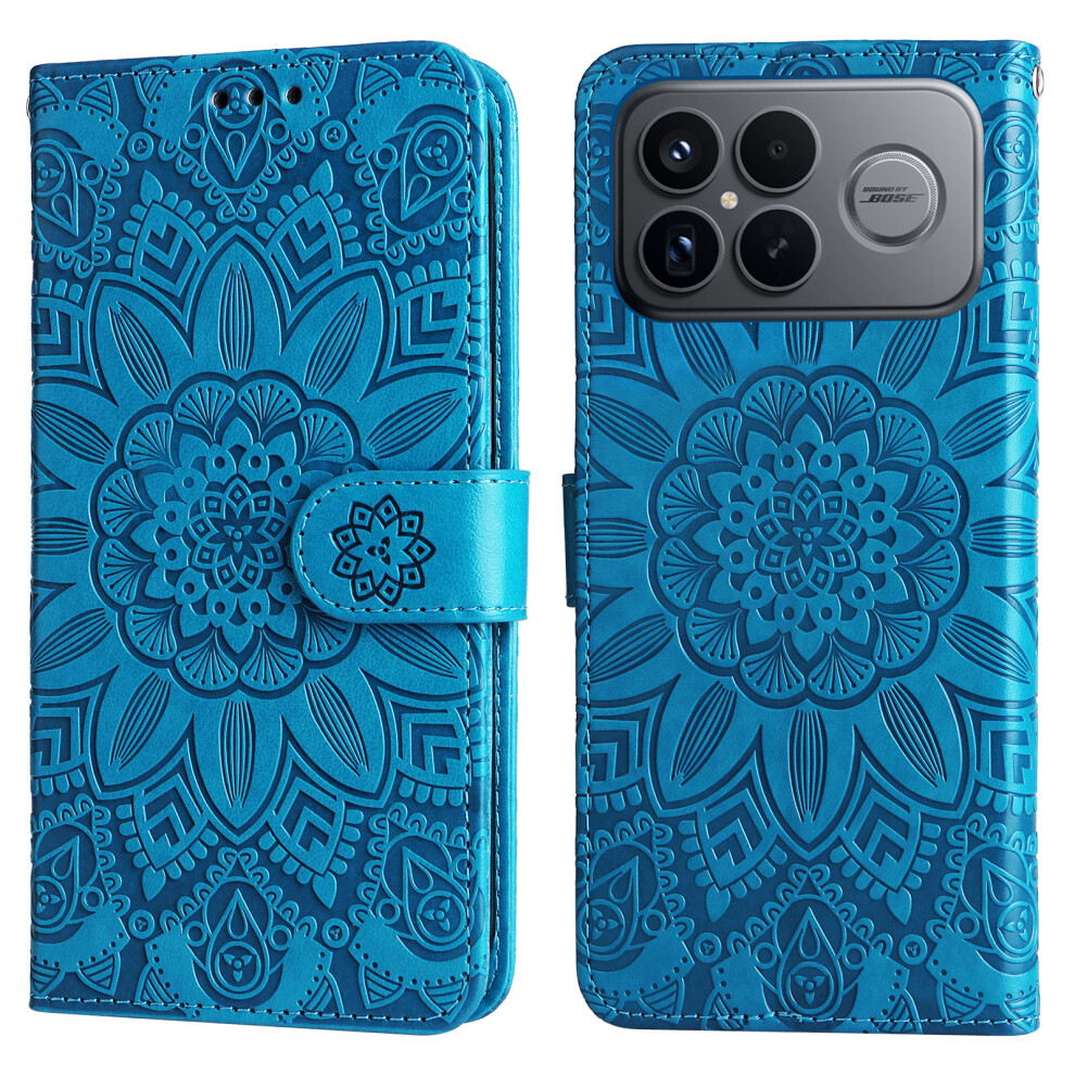(Blue) For Xiaomi Redmi K90 Pro Max 5G / Poco F8 Ultra Case Sunflower Imprint Leather Wallet Phone Cover Blue 6914292575273