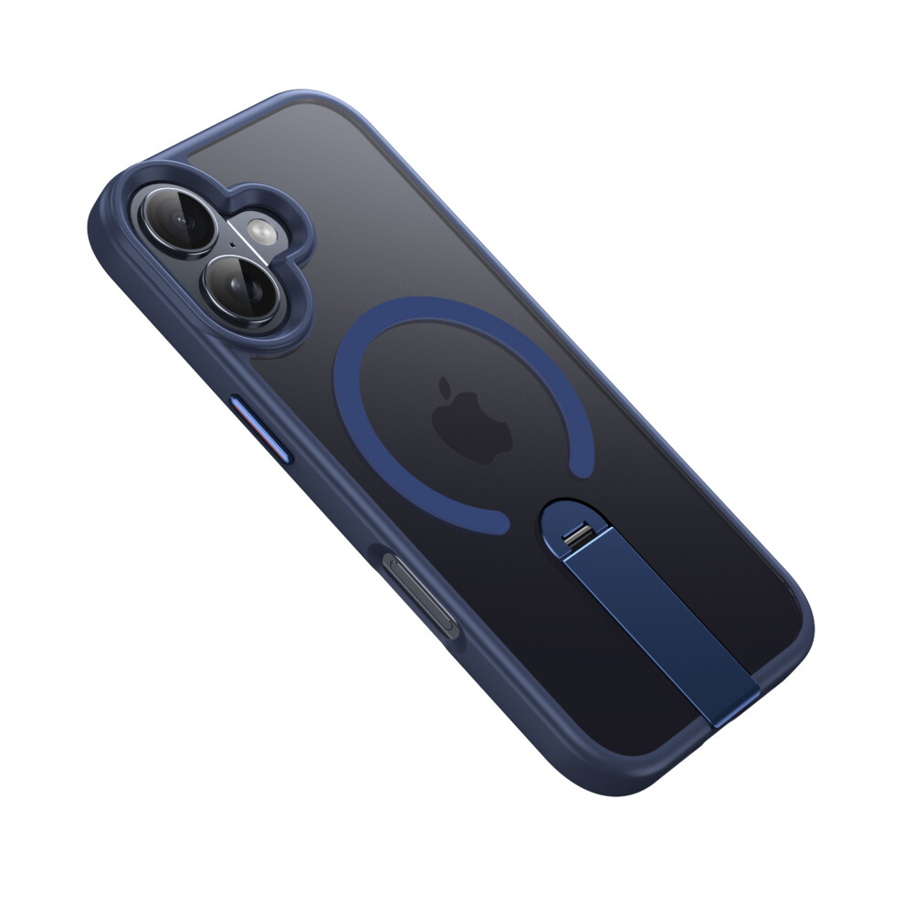 (Blue) For Iphone 17 Case Compatible With Magsafe Rotating Straight Kickstand Tpu + Pc Matte Phone Cover Blue 6914297393896