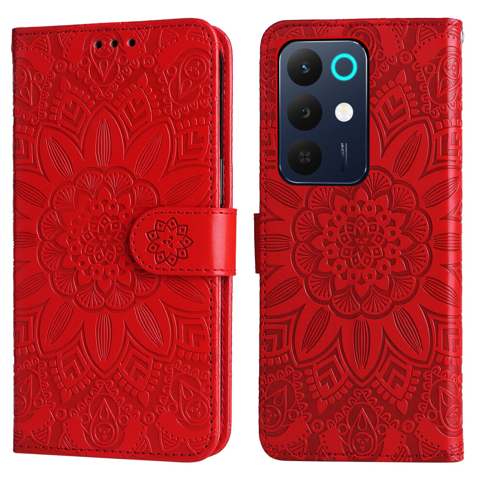 (Red) For Realme C85 5G Case Sunflower Imprint Leather Wallet Phone Cover Red 6914294668522