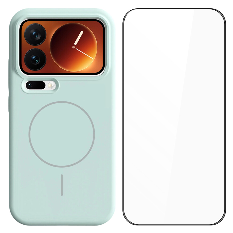(Green) For Xiaomi 17 Pro Liquid Silicone Magnetic Case Shockproof Phone Cover With Screen Protector Green 6914297791456