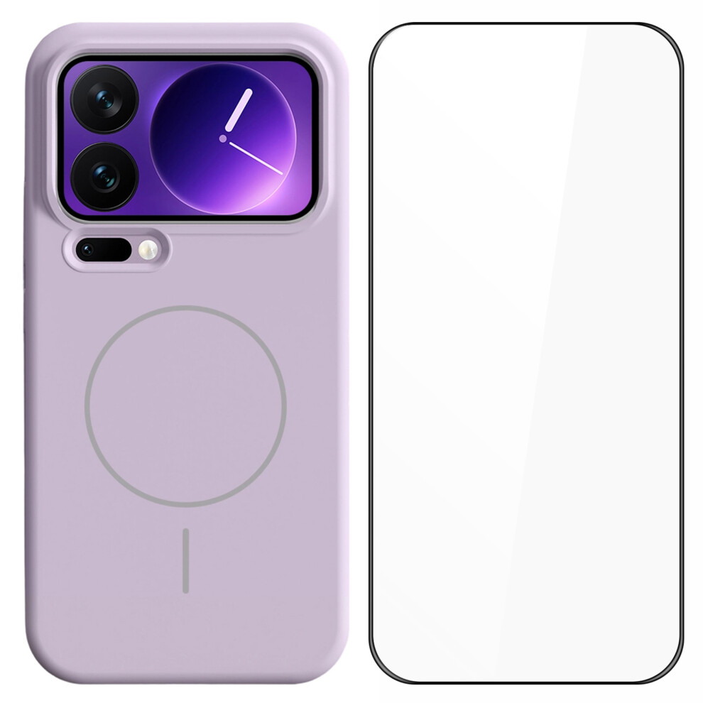 (Purple) For Xiaomi 17 Pro Max Liquid Silicone Case Magnetic Case Shockproof Phone Cover With Screen Protector Purple 6914297326559