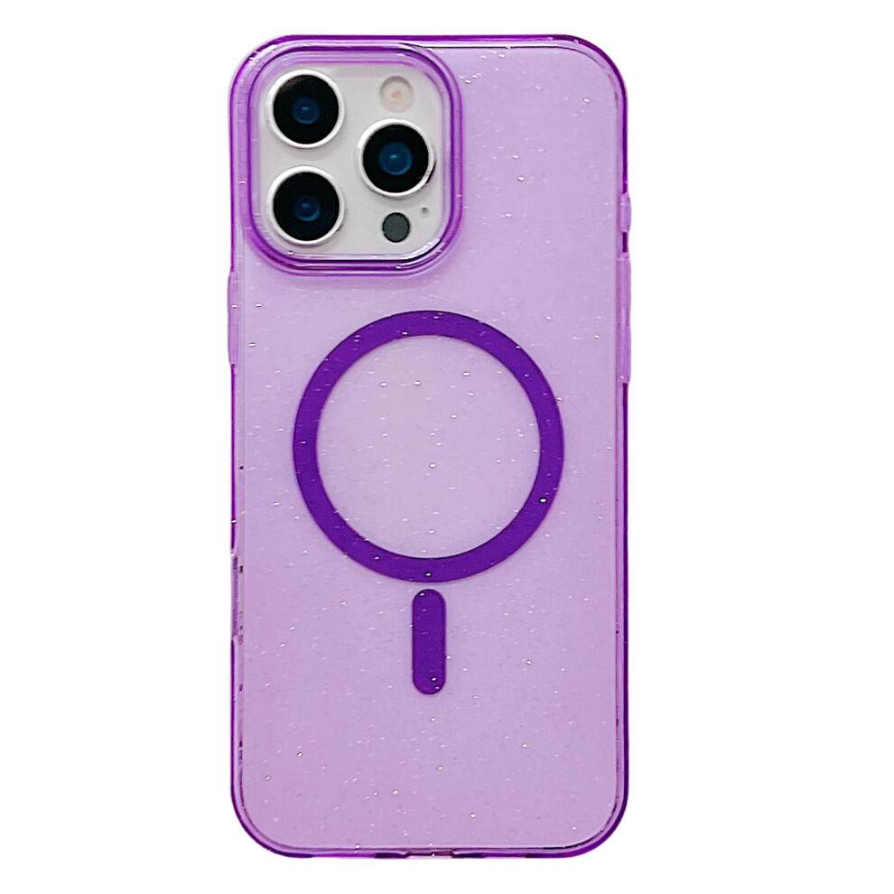 (Purple) For Iphone 16 Pro Case Compatible With Magsafe Clear Glitter Shockproof Pc Phone Back Cover Purple 6914298886823