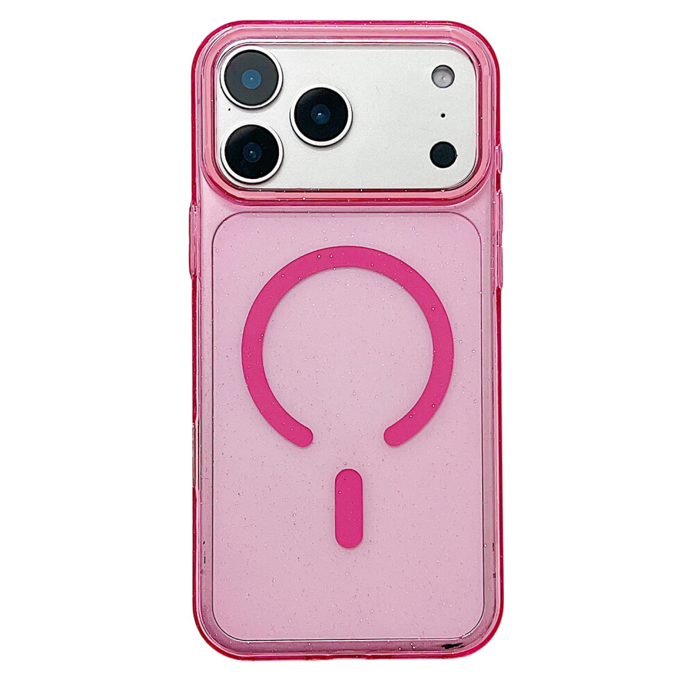 (Pink) For Iphone 17 Pro Case Compatible With Magsafe Clear Glitter Shockproof Pc Phone Back Cover Pink 6914295675901