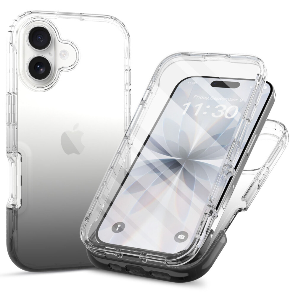 (Black) For Iphone 17 Case Built-In Pet Screen Protector Pc+Tpu Full Body Shockproof Phone Cover Black 6914291615826