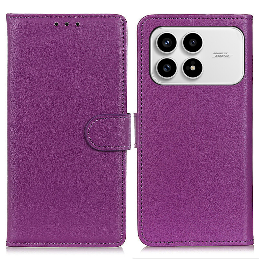 (Purple) For Xiaomi Redmi K90 5G / Poco F8 Pro Wallet Case Pu Leather Phone Cover Litchi Texture Purple 6914295079907