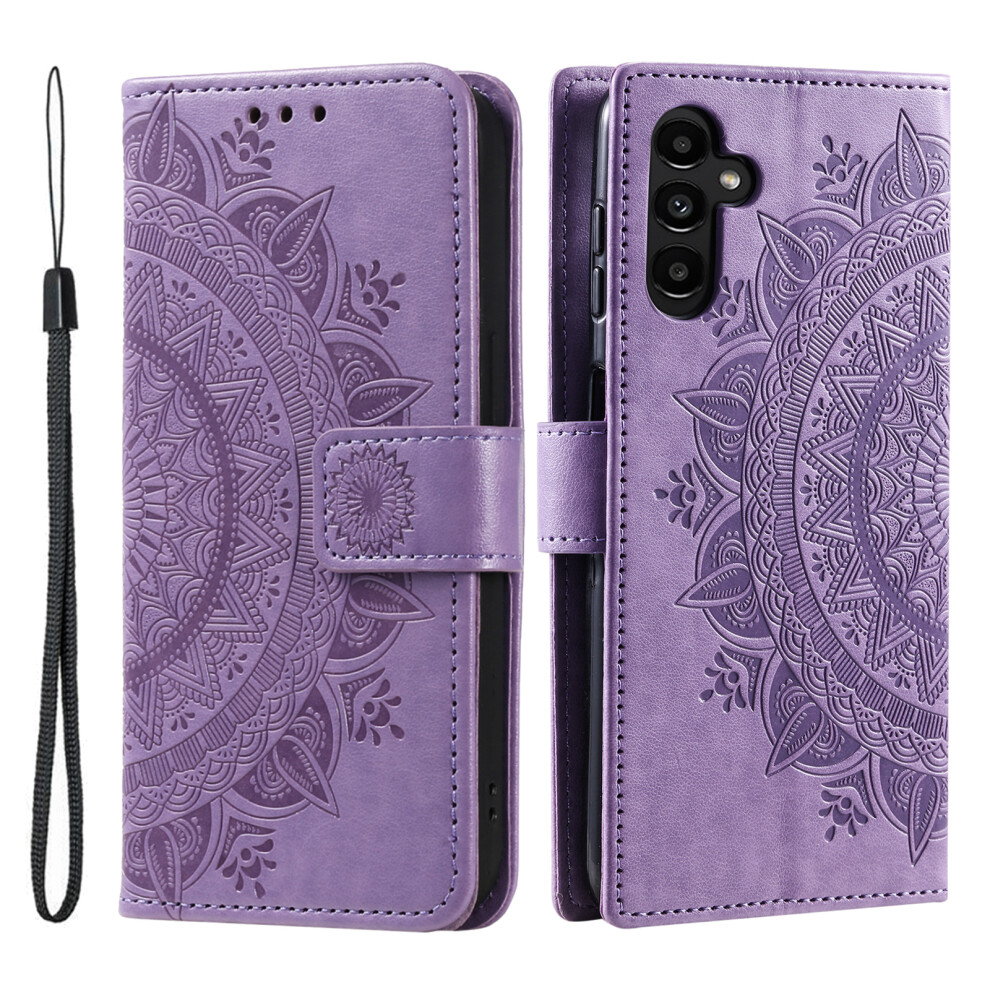 (Purple) For Samsung Galaxy S26+ Stand Case Imprinted Totem Pu Leather Wallet Phone Cover With Wrist Strap Purple 6914295630023